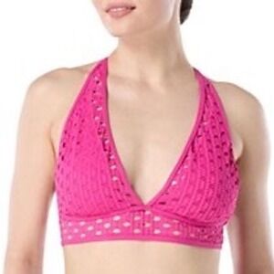 Carmen Marc Valvo Living Paradise‎ Crochet Halter Bikini Top Size Extra Small